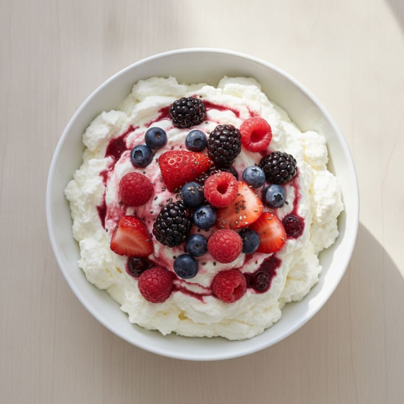 Greek Yogurt Protein Mousse with Mixed Berries
