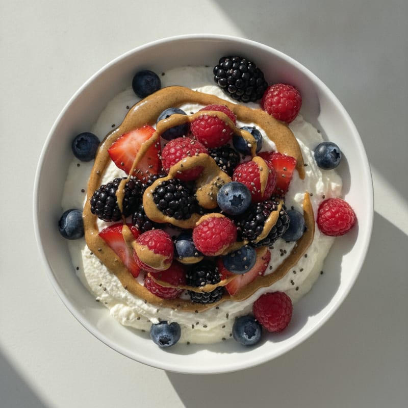 Greek Yogurt Protein Mousse with Mixed Berries