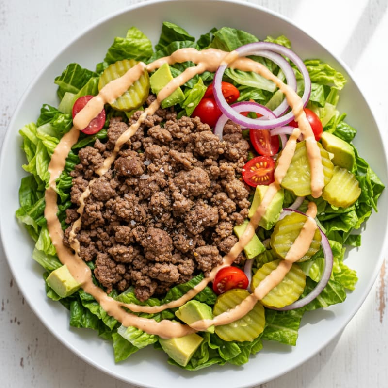 Deconstructed Burger Bowl with Special Sauce