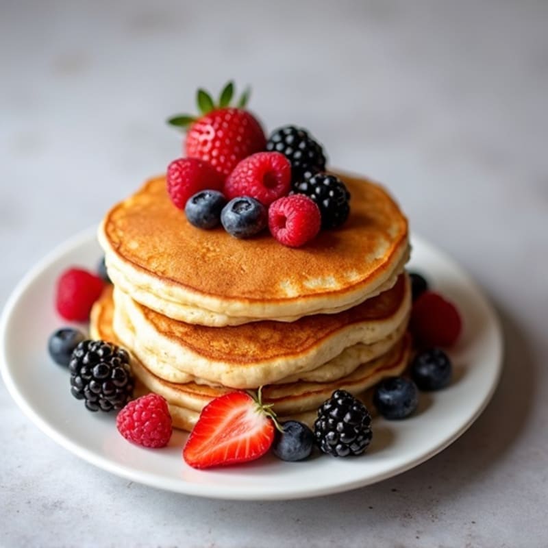 Fluffy Protein Pancakes with Fresh Berries