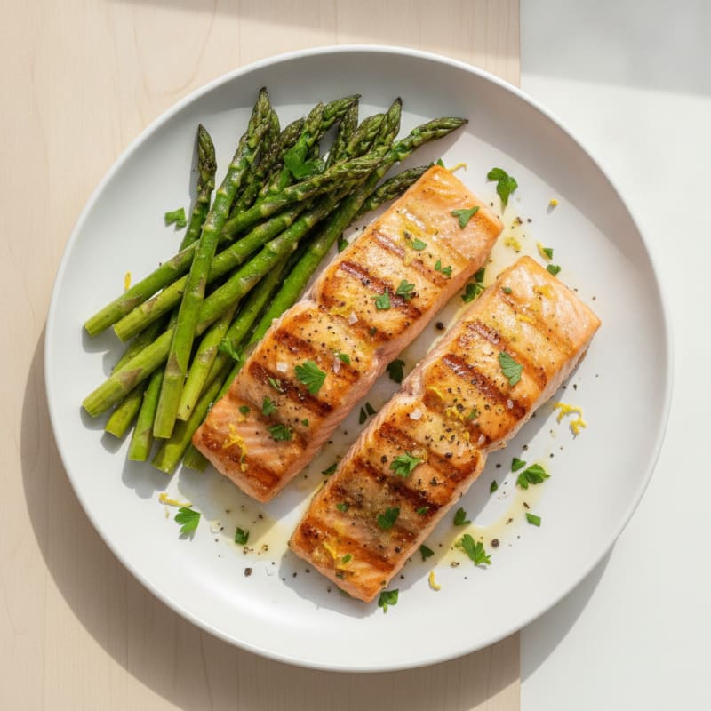 Lemon Herb Grilled Salmon with Asparagus