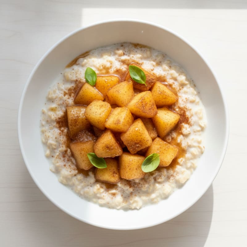 Cinnamon Butter Apple Oats with Milk