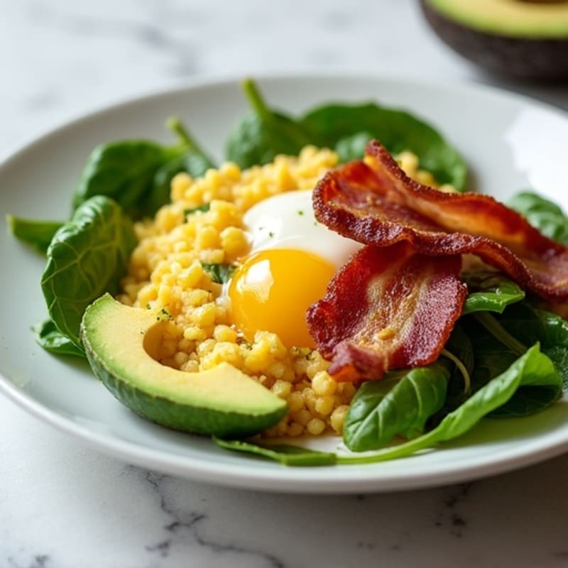 Egg White Scramble with Spinach and Turkey Bacon