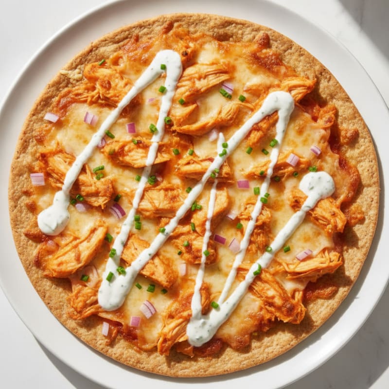 Buffalo Chicken Pizza with Ranch Drizzle