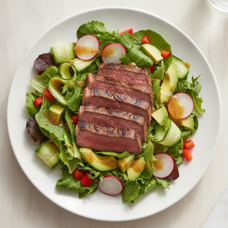 Grilled Beef Steak Salad with Crunchy Vegetables
