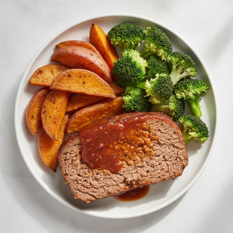 Classic Meatloaf with Roasted Sweet Potatoes