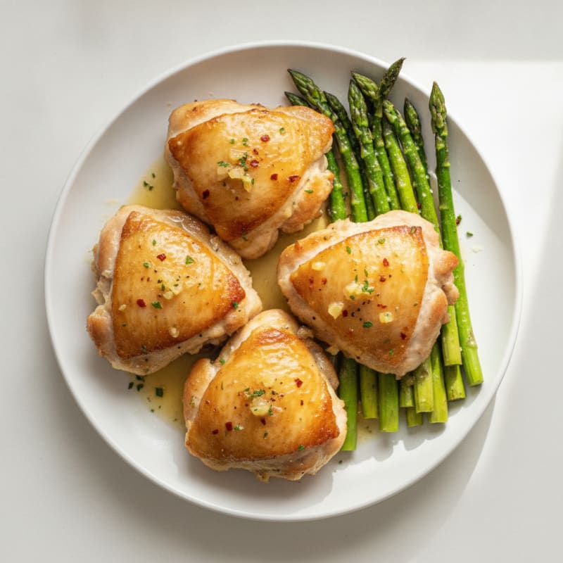 Pan-Seared Chicken Thigh with Roasted Asparagus