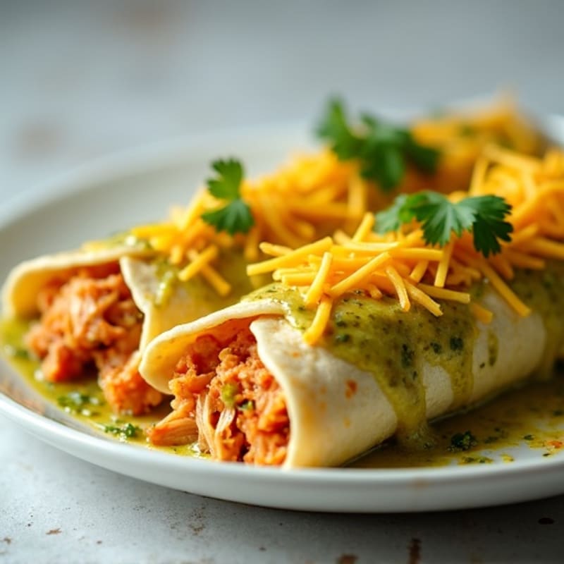 Shredded Chicken Enchiladas with Zesty Salsa Verde