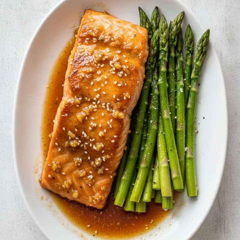 Teriyaki-Glazed Salmon with Roasted Asparagus