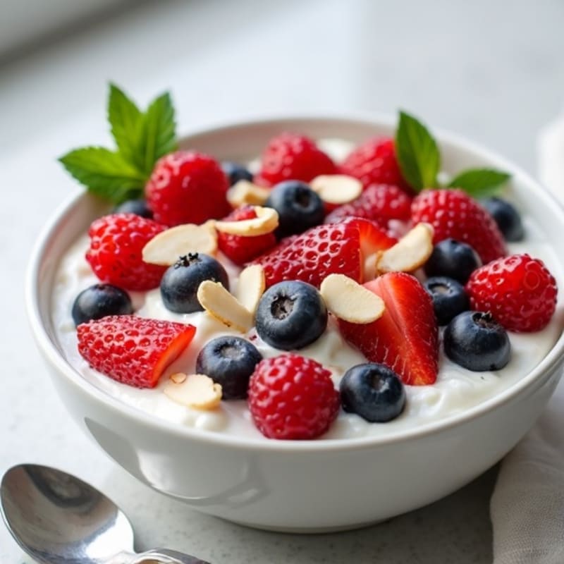 Creamy Greek Yogurt with Fresh Berries and Crunchy Almonds