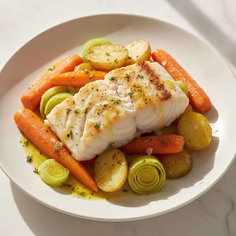 Roasted Cod with Root Vegetables