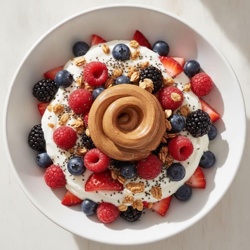 Creamy Greek Yogurt Parfait with Mixed Berries and Almond Butter