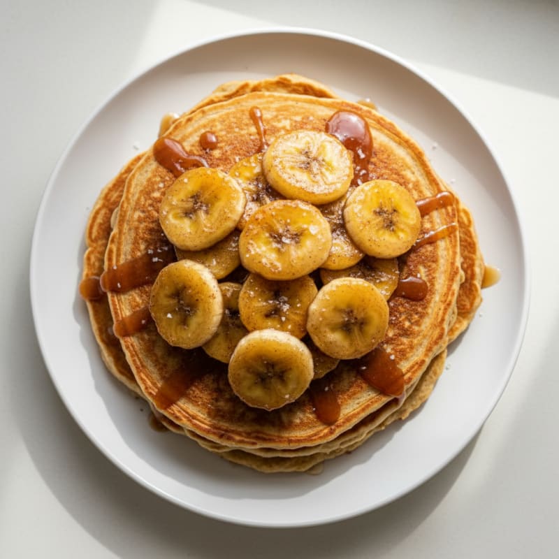 Golden Caramelized Banana Pancakes