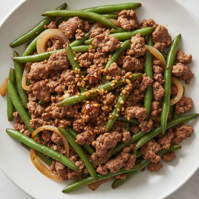 Lean Ground Sirloin and Green Bean Stir-Fry