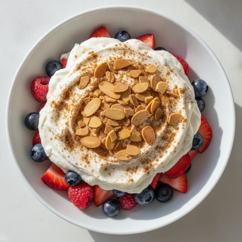Greek Yogurt Protein Parfait with Mixed Berries and Almonds