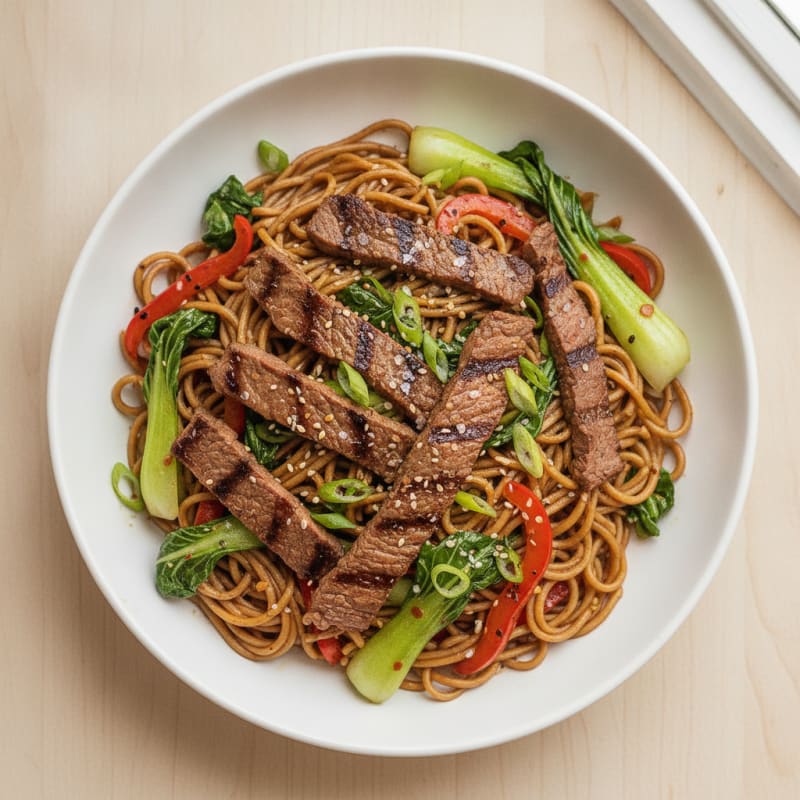 Soy-Marinated Beef Noodle Stir-Fry