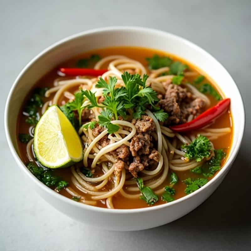 Lemongrass Beef Noodle Soup with Fresh Herbs