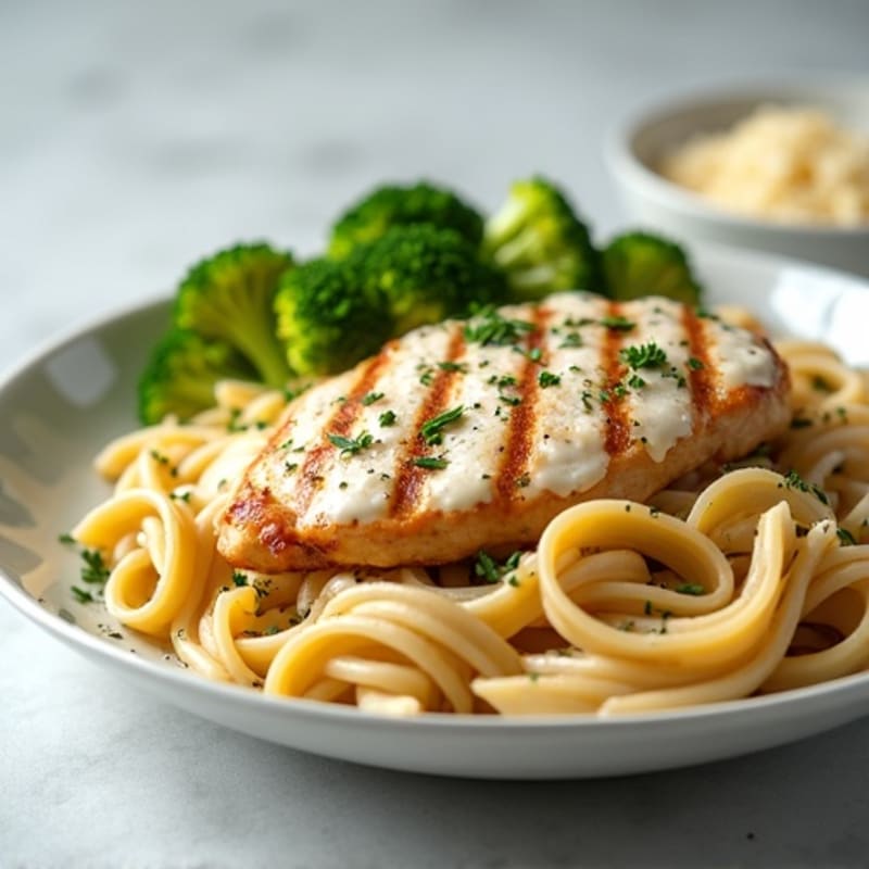 Healthy Creamy Chicken Alfredo Pasta