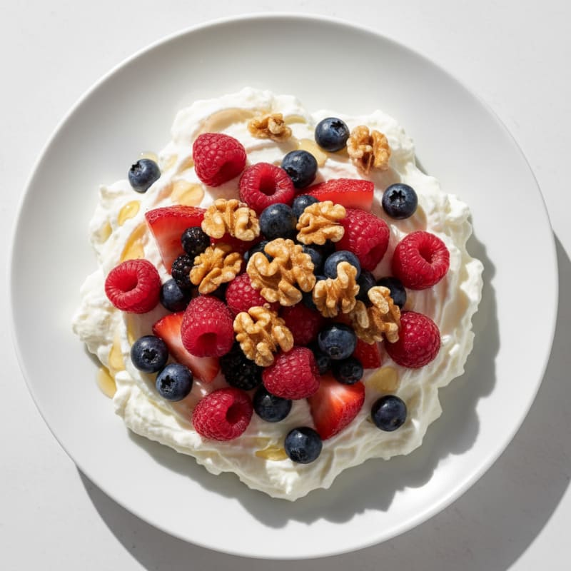 Silky Greek Yogurt Protein Mousse with Mixed Berries