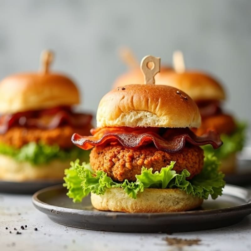 Spicy Turkey Sliders with Crispy Bacon and Fresh Lettuce Wraps