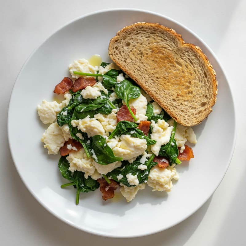 Egg White Scramble with Spinach and Turkey Bacon