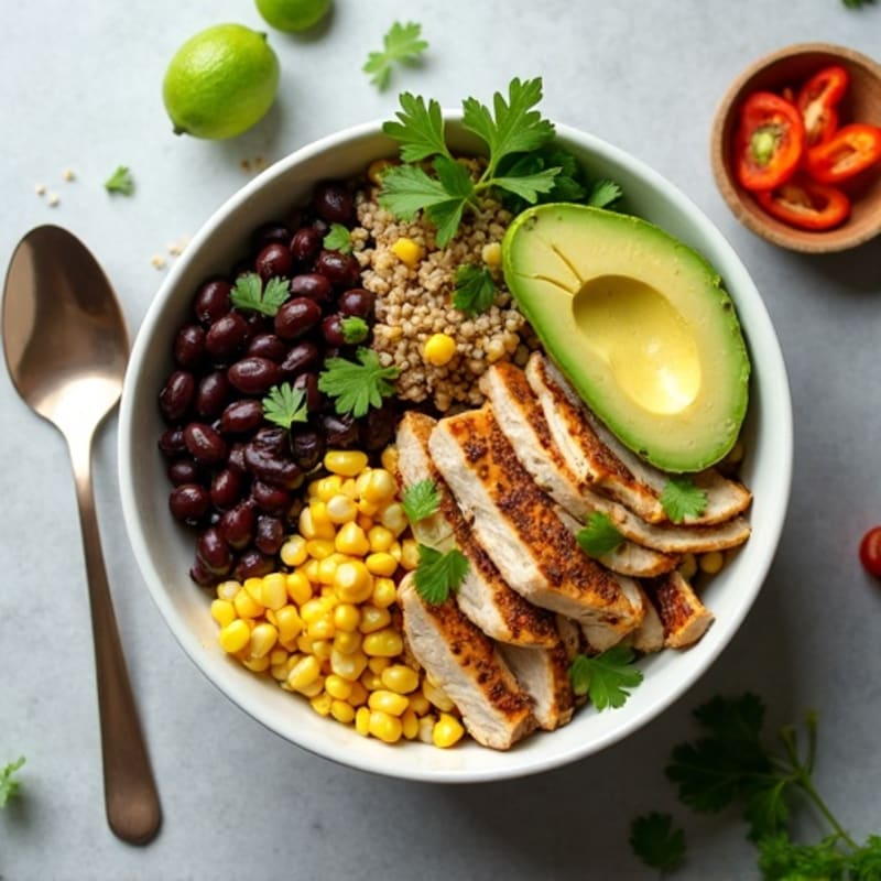 Cilantro-Lime Black Bean Bowl with Roasted Corn