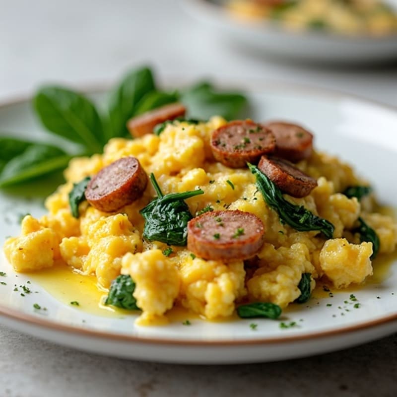 Egg White and Turkey Sausage Scramble with Spinach