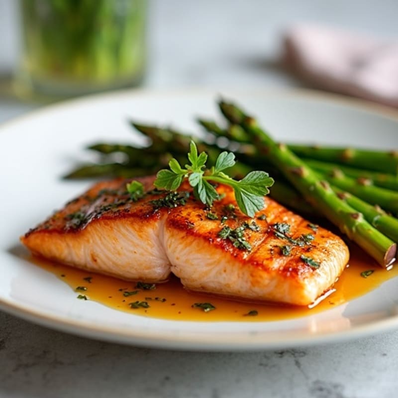 Flaky Miso-Glazed Salmon with Roasted Asparagus