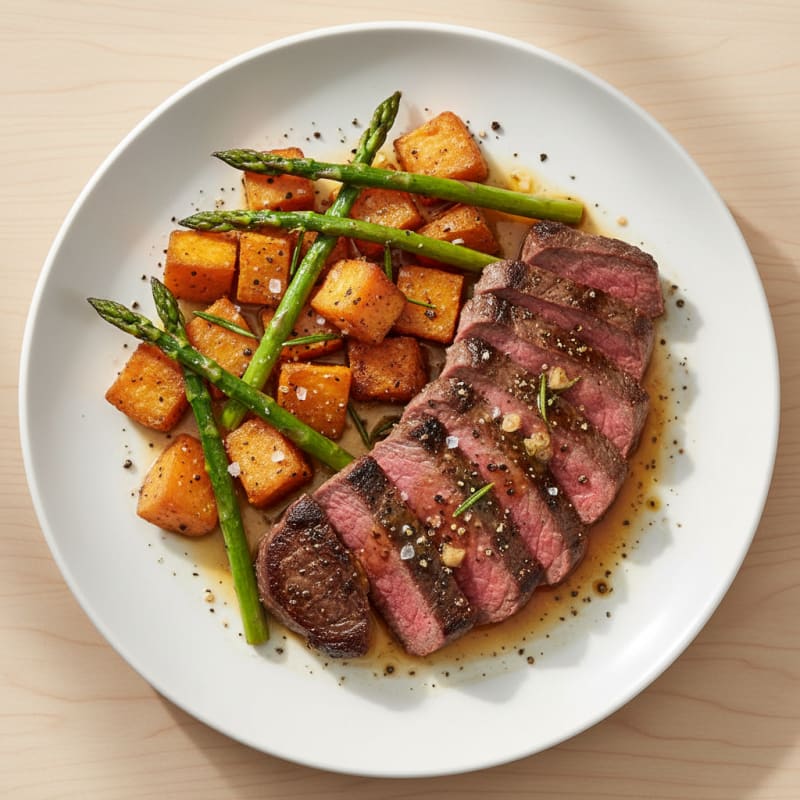 Pan-Seared Steak with Roasted Sweet Potatoes