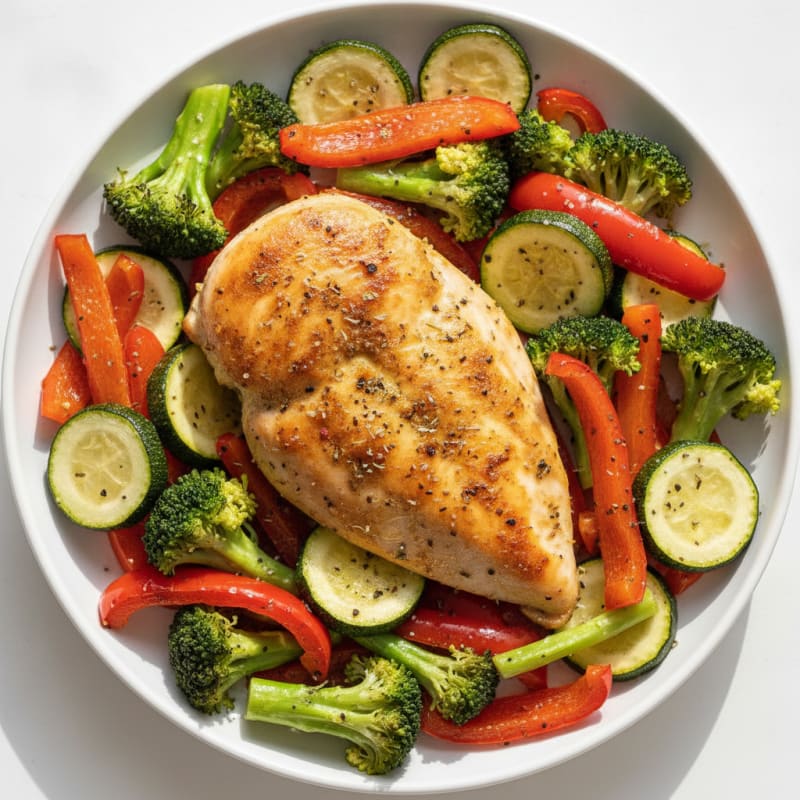 Herb-Roasted Chicken with Rainbow Vegetables