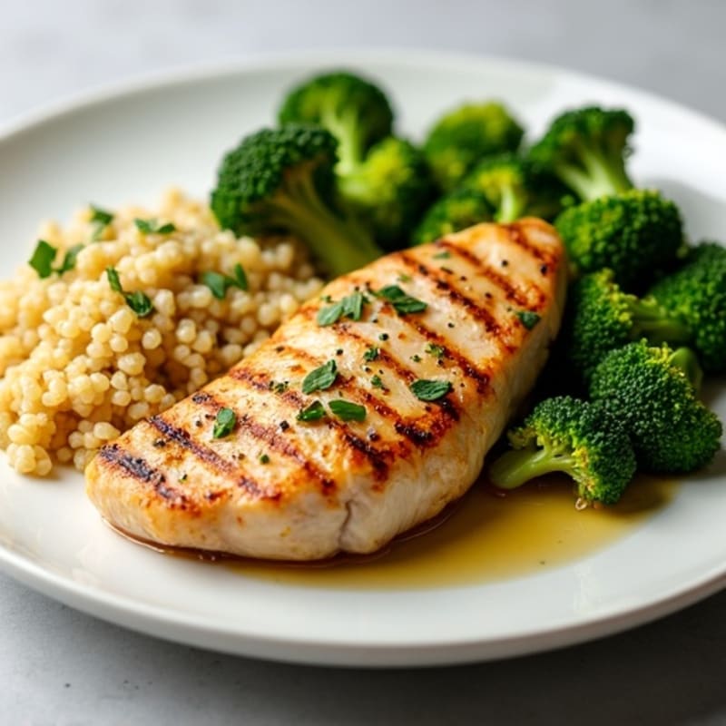 Grilled Chicken Breast with Quinoa and Steamed Broccoli