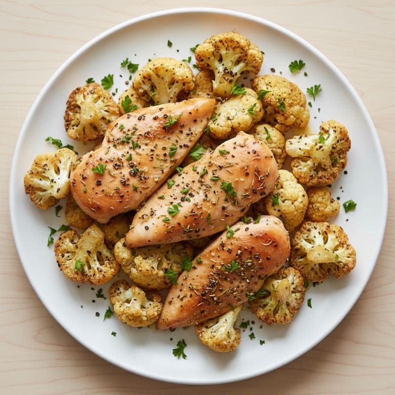 Herb-Roasted Chicken and Cauliflower Full Meal