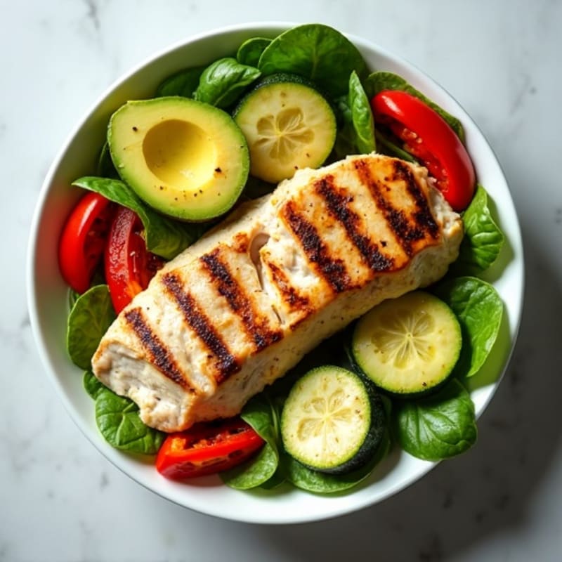 Grilled Chicken Salad with Roasted Vegetables