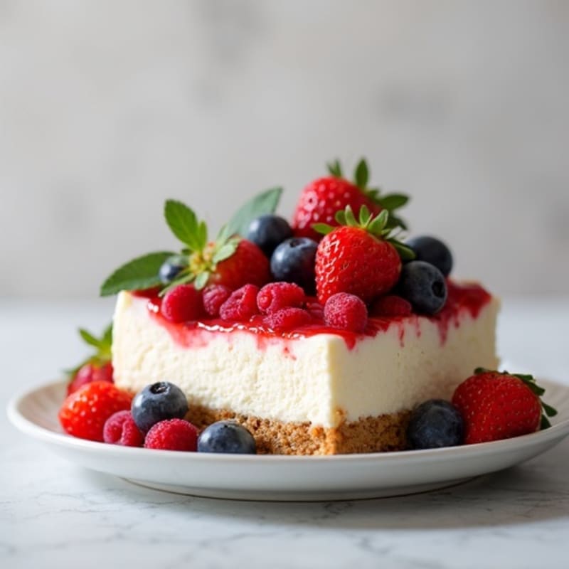 Greek Yogurt Protein Cheesecake with Fresh Berries