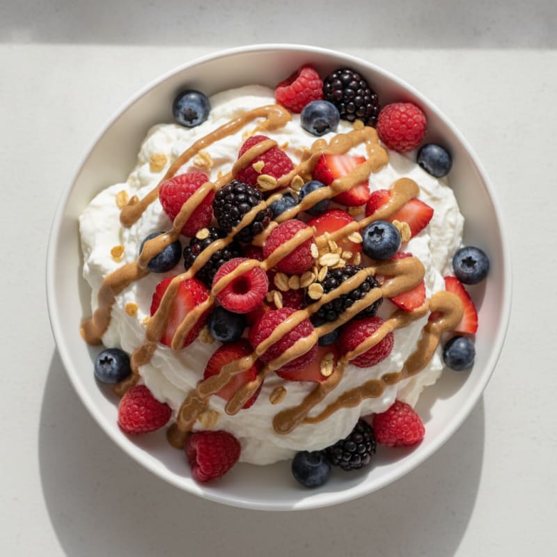 Silky Greek Yogurt Protein Mousse with Mixed Berries