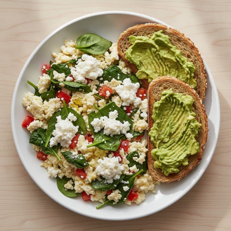 Egg White Veggie Scramble with Cottage Cheese