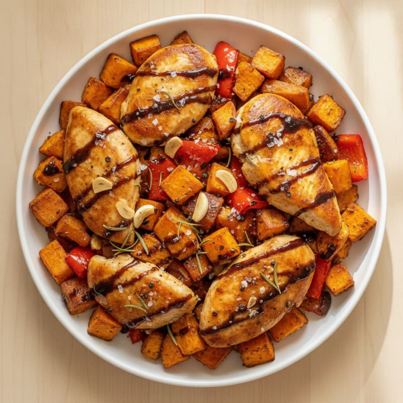 Roasted Balsamic Chicken and Sweet Potato Sheet Pan