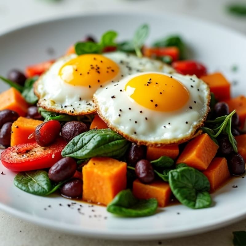 Protein-Packed Sweet Potato Hash with Eggs