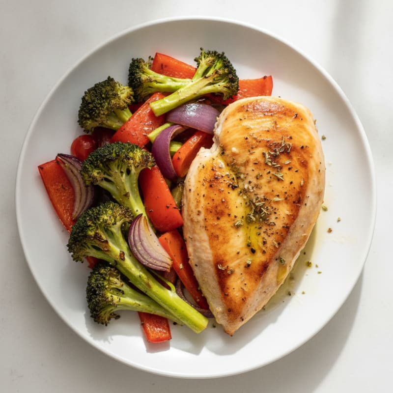 Herb-Baked Chicken Breast with Roasted Vegetables