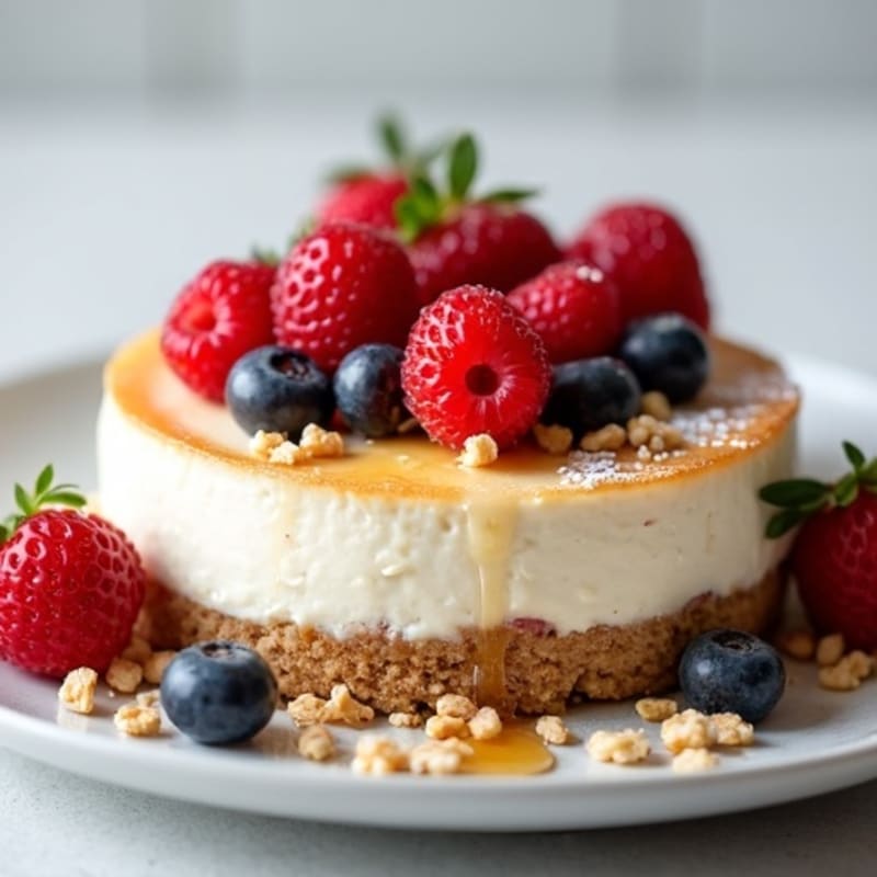 Greek Yogurt Protein Cheesecake with Fresh Berries