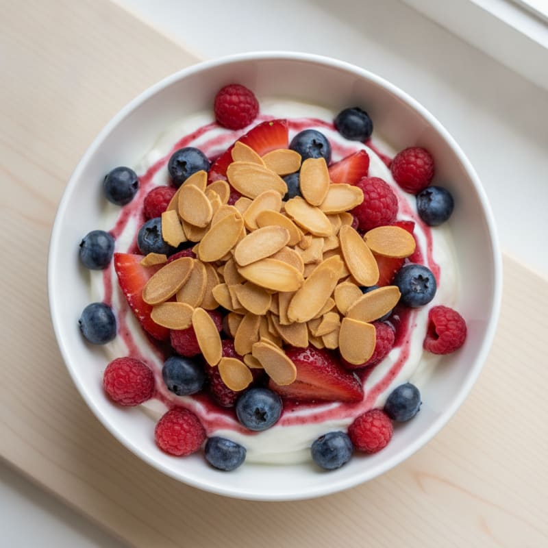 Greek Yogurt Protein Parfait with Berries and Almonds