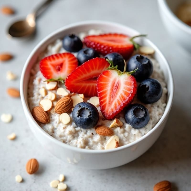 Creamy Overnight Oats with Fresh Berries and Crunchy Almonds