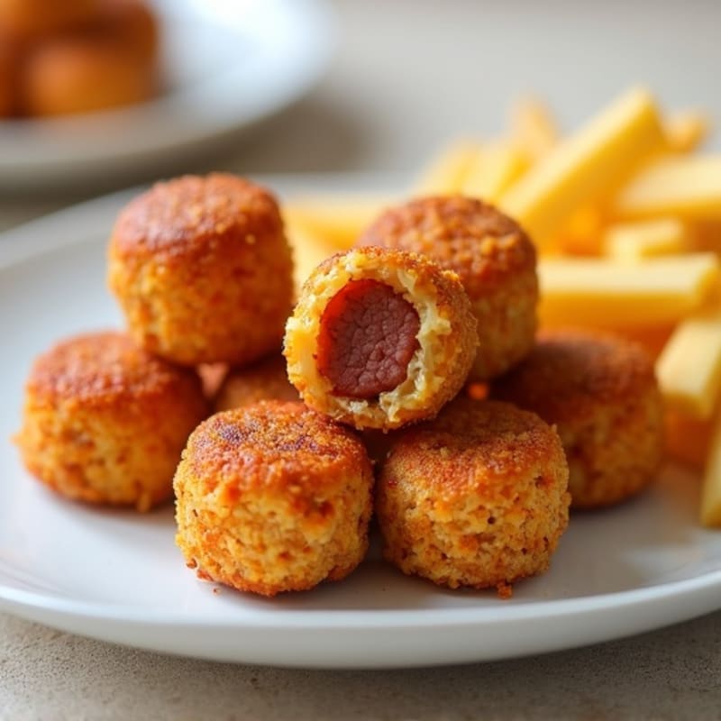Crispy Baked Chicken Sausage Corn Dog Bites