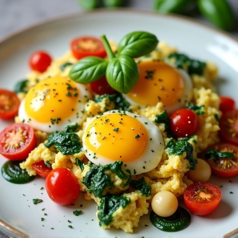 Fluffy Scrambled Eggs with Fresh Veggies