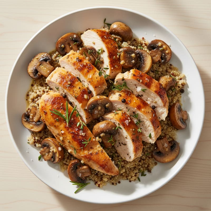 Garlic Butter Roasted Mushrooms with Herbs & Chicken