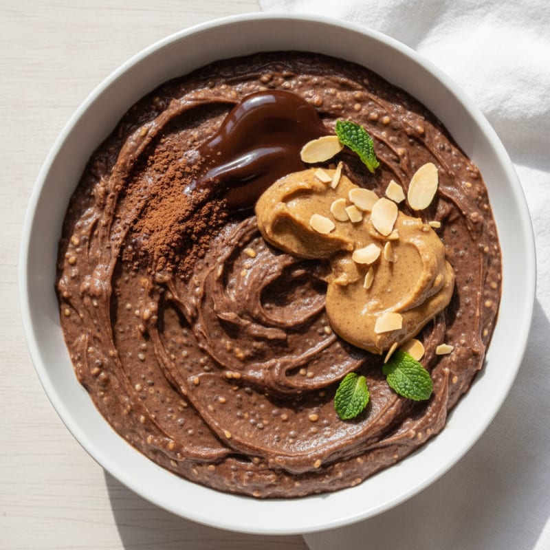 Creamy Chocolate Protein Pudding with Chia and Almond Butter