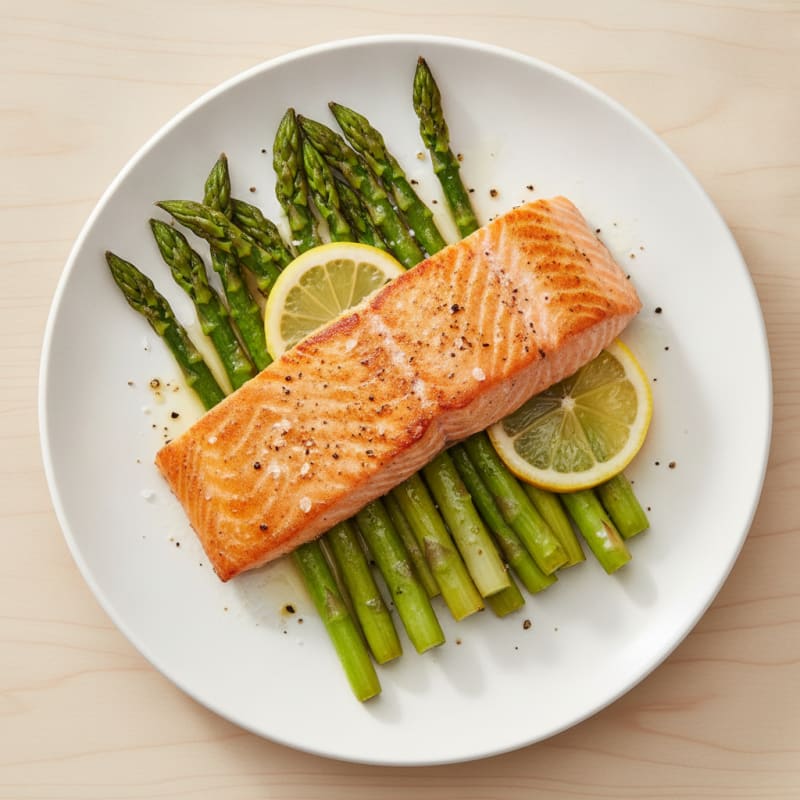 Pan-Seared Salmon with Roasted Asparagus