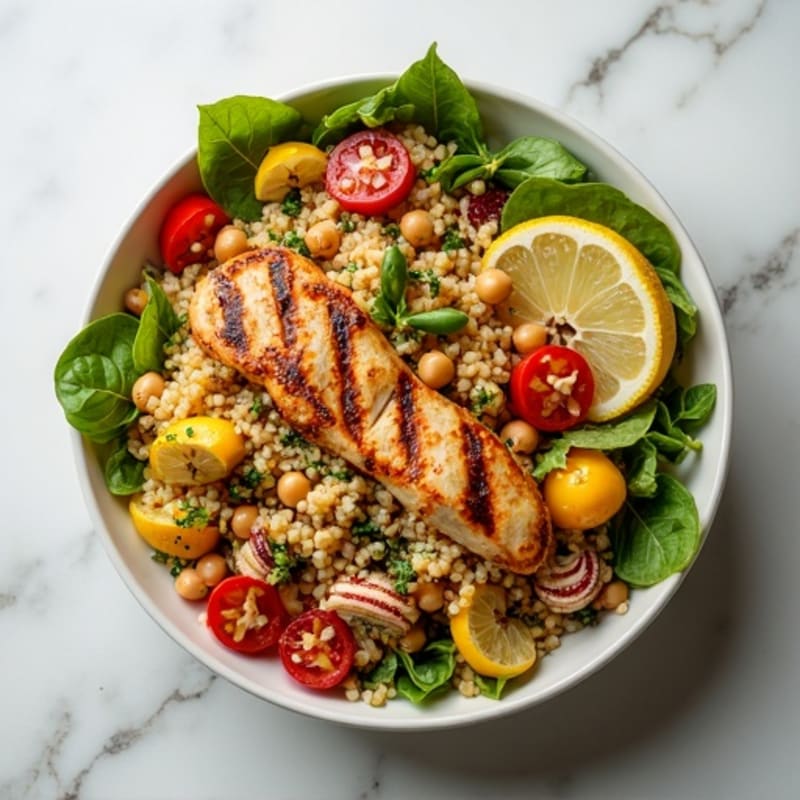 Grilled Chicken and Quinoa Salad with Roasted Vegetables