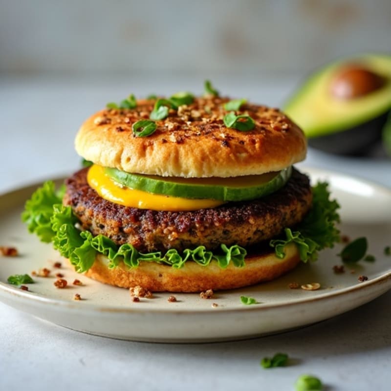 Crispy Black Bean Quinoa Burger with Avocado
