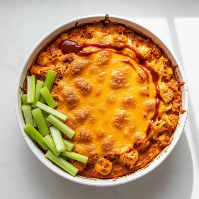 Creamy Buffalo Chicken Dip Bake